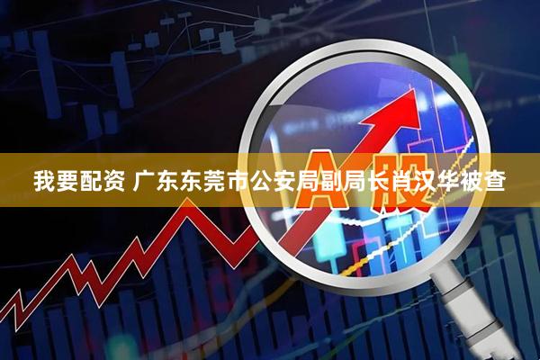 我要配资 广东东莞市公安局副局长肖汉华被查